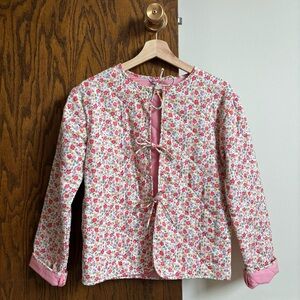 Cath Kidston Size 8 (XS) Pink Floral Bow Jacket